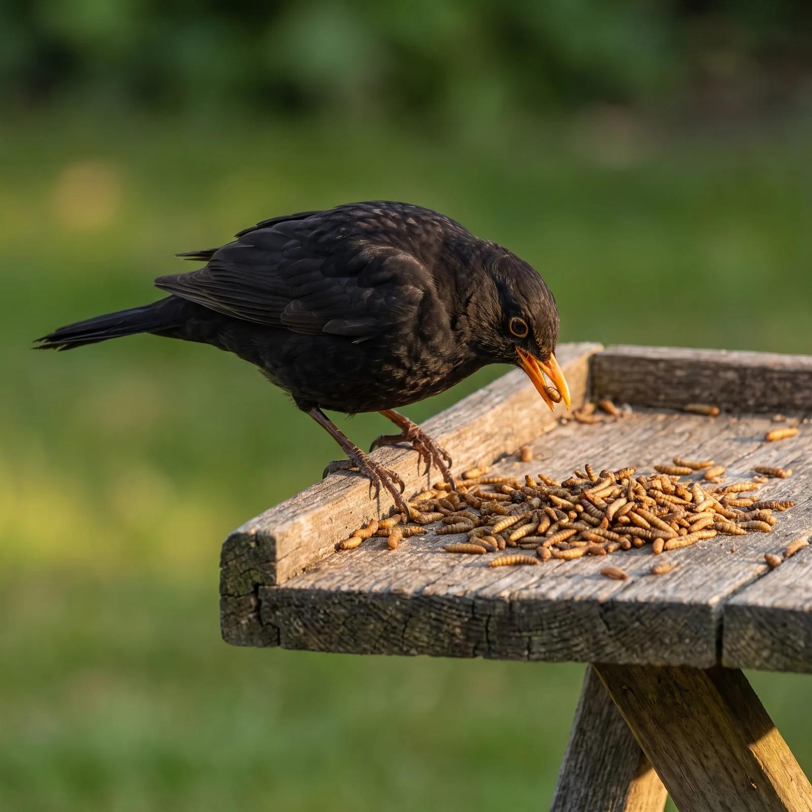 Merel eet gedroogde black soldier fly larven – The Bird Family