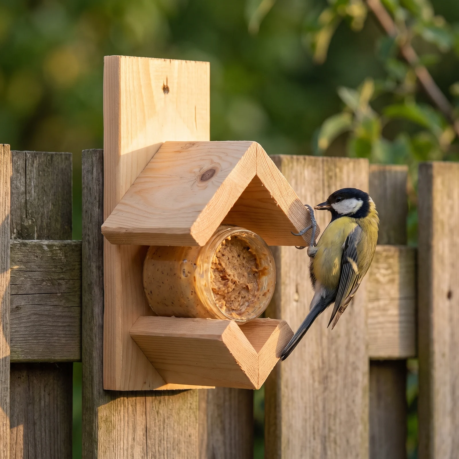 Koolmees eet bij pindakaaspothouder – The Bird Family