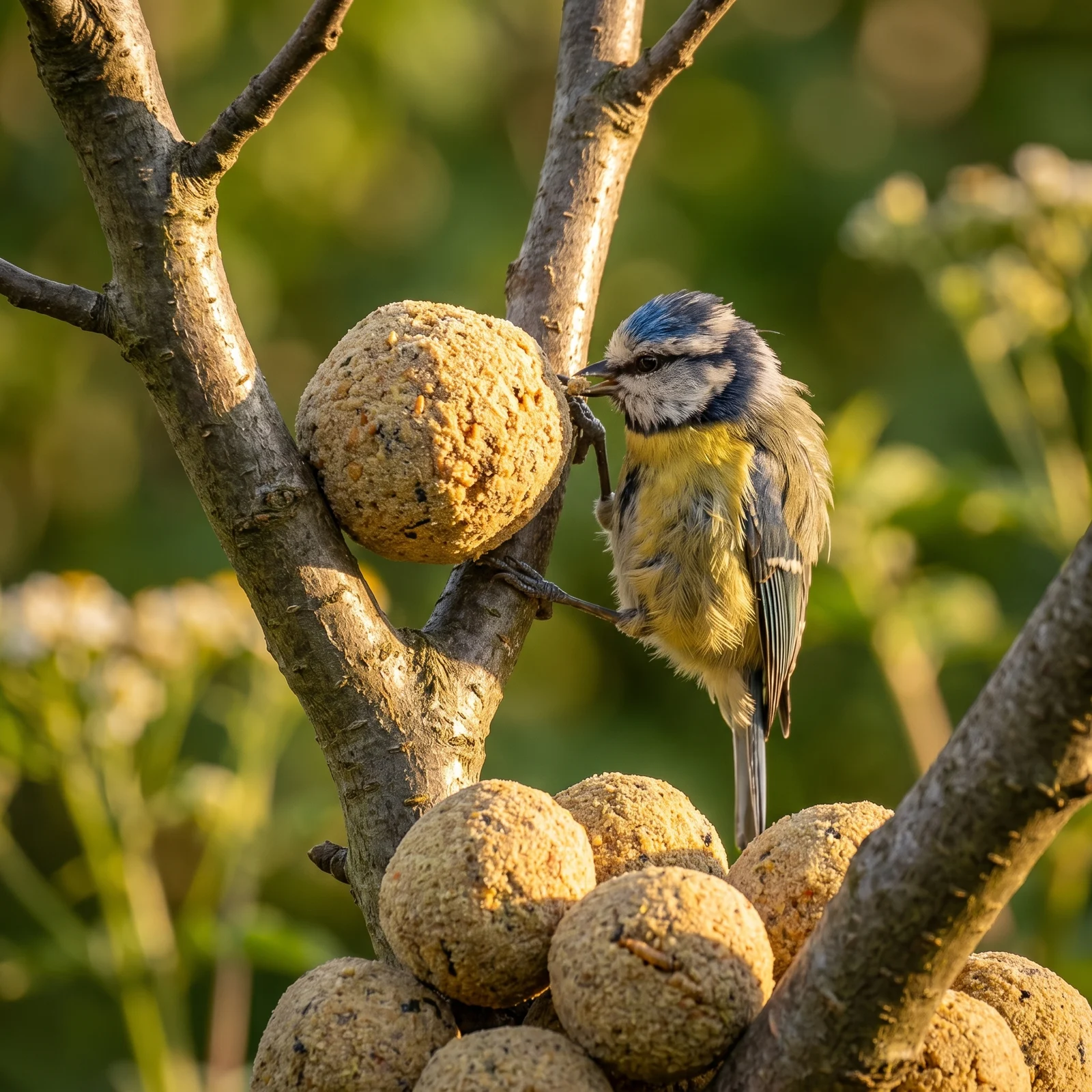 Pimpelmees eet van vetbollen premium meelworm – The Bird Family