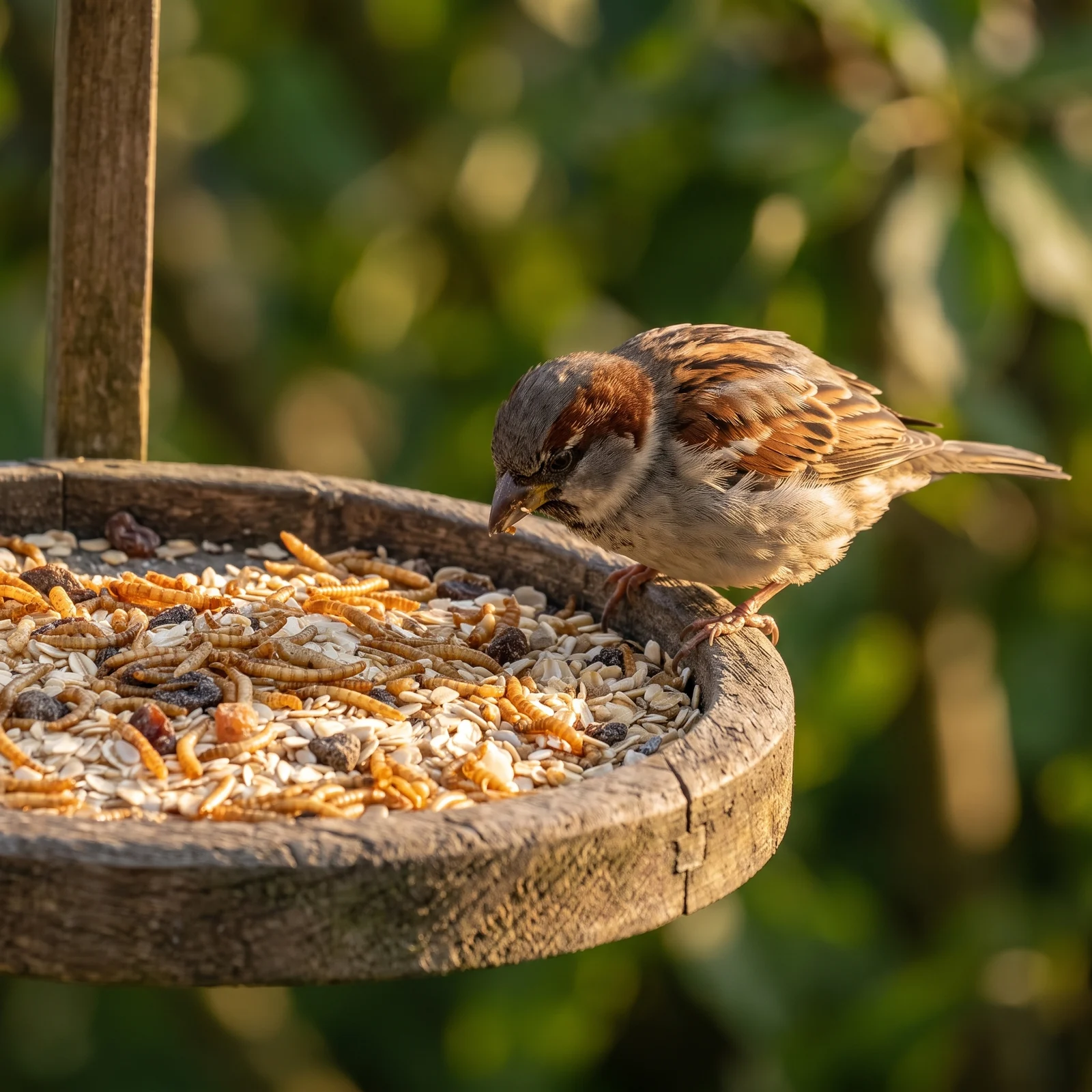 Huismus eet strooivoer Excellent muesli, rozijn en meelworm – The Bird Family