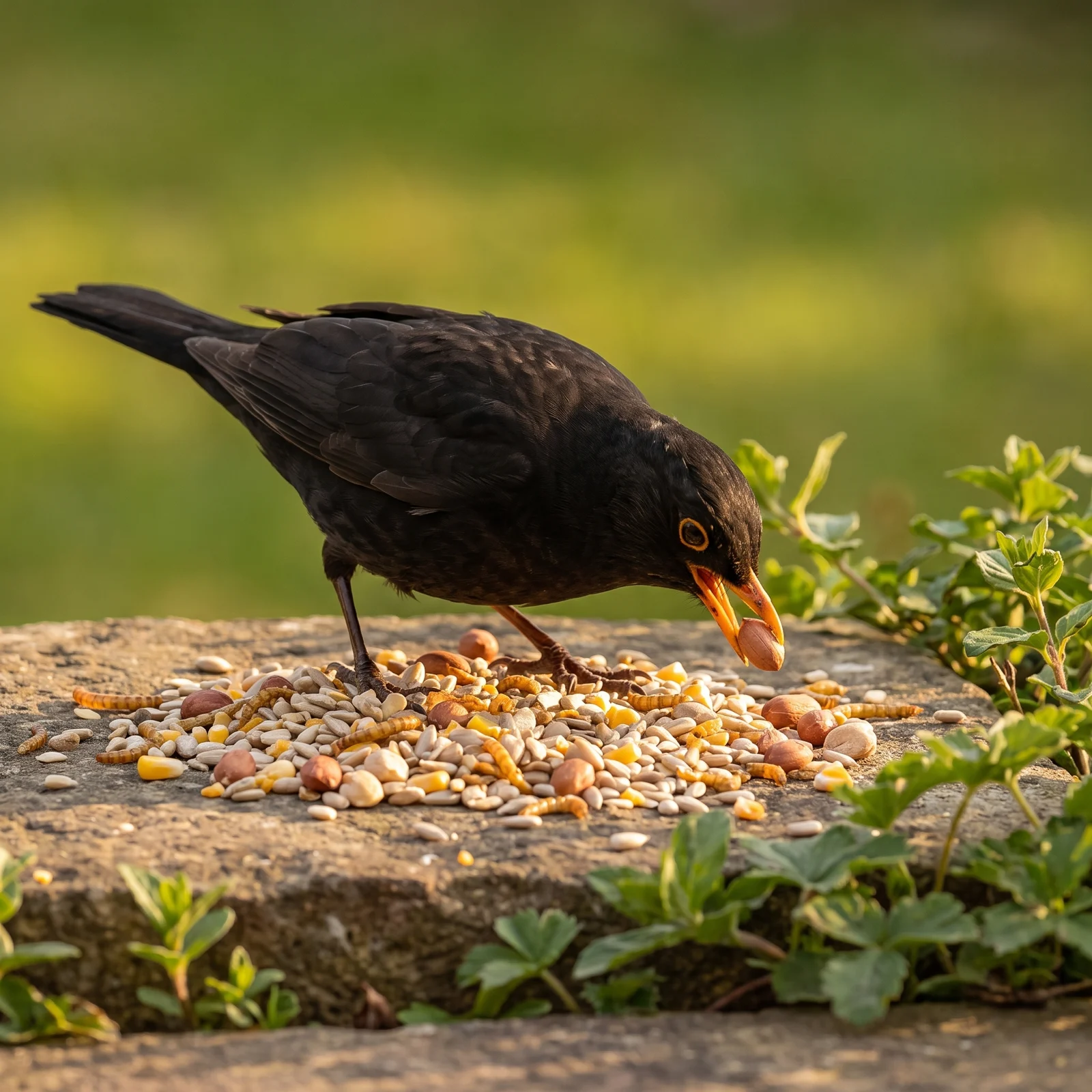 Merel eet strooivoer High Energy Plus met meelwormen en pinda's – The Bird Family