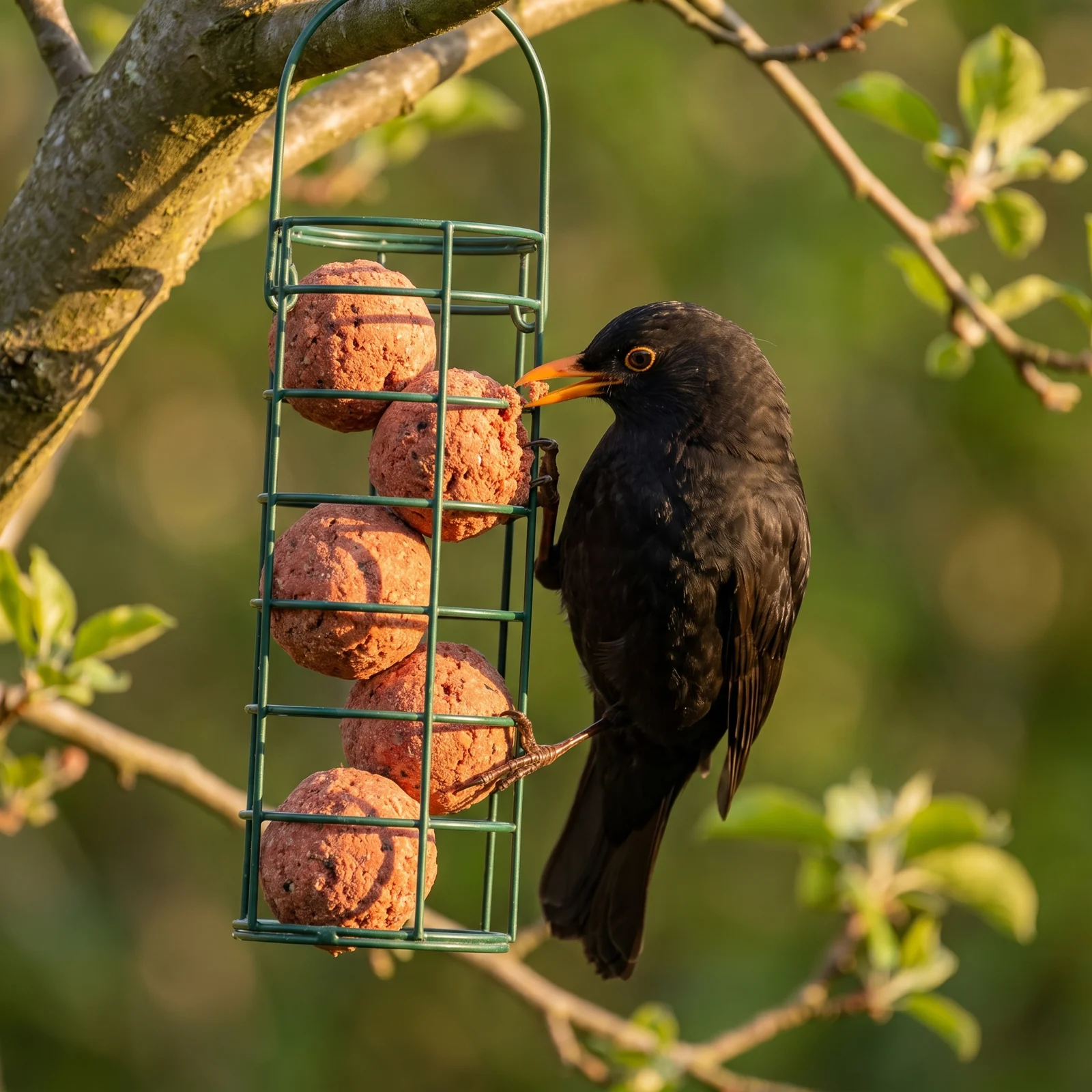 Merel eet van vetbollen bessen – The Bird Family