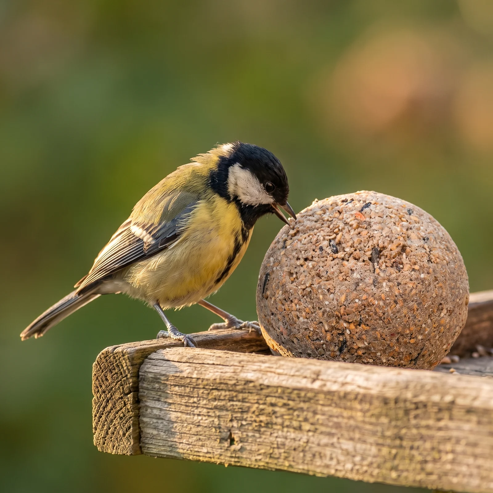 Koolmees eet van reuze vetbol – The Bird Family