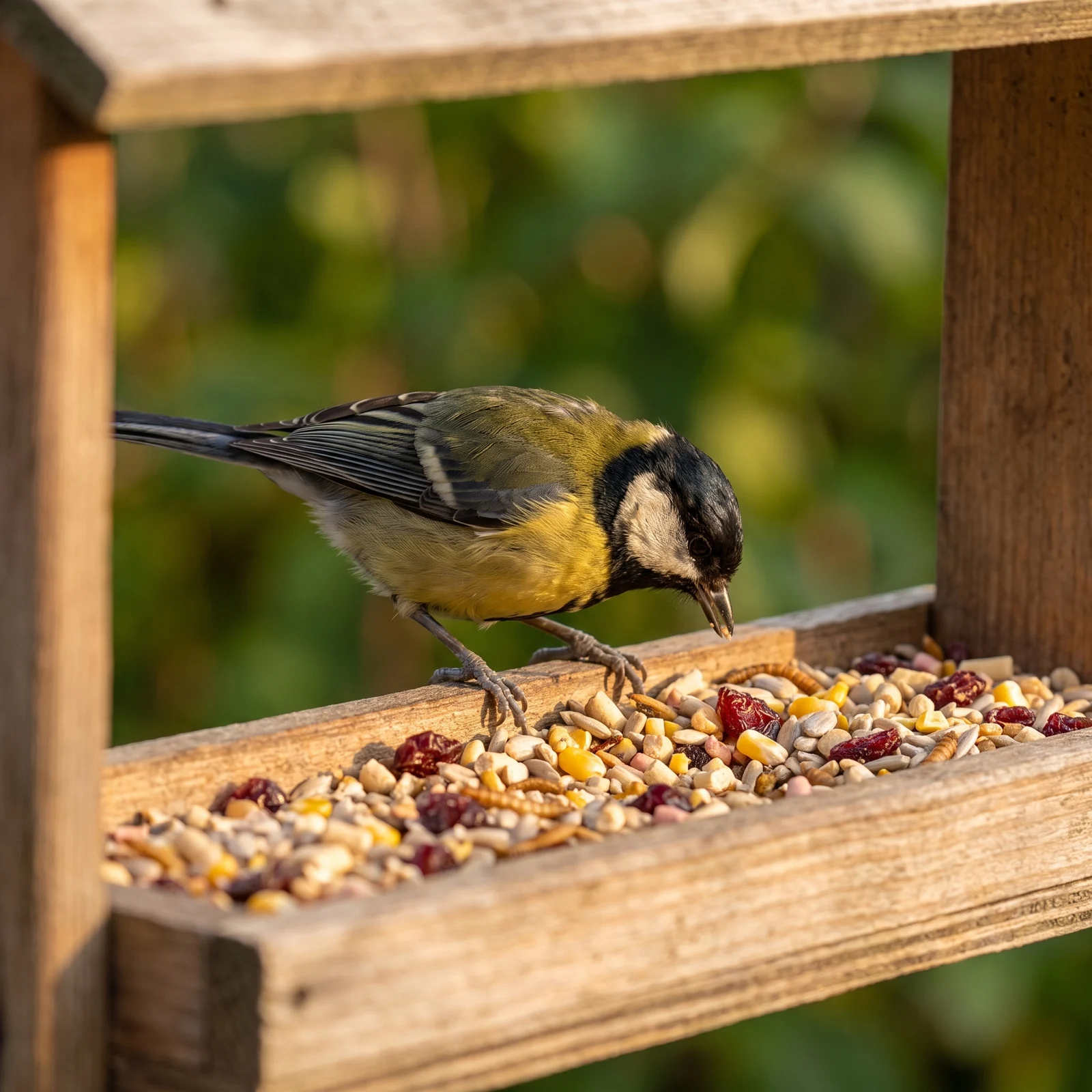 Koolmees eet strooivoer High Energy Plus Prestige – The Bird Family