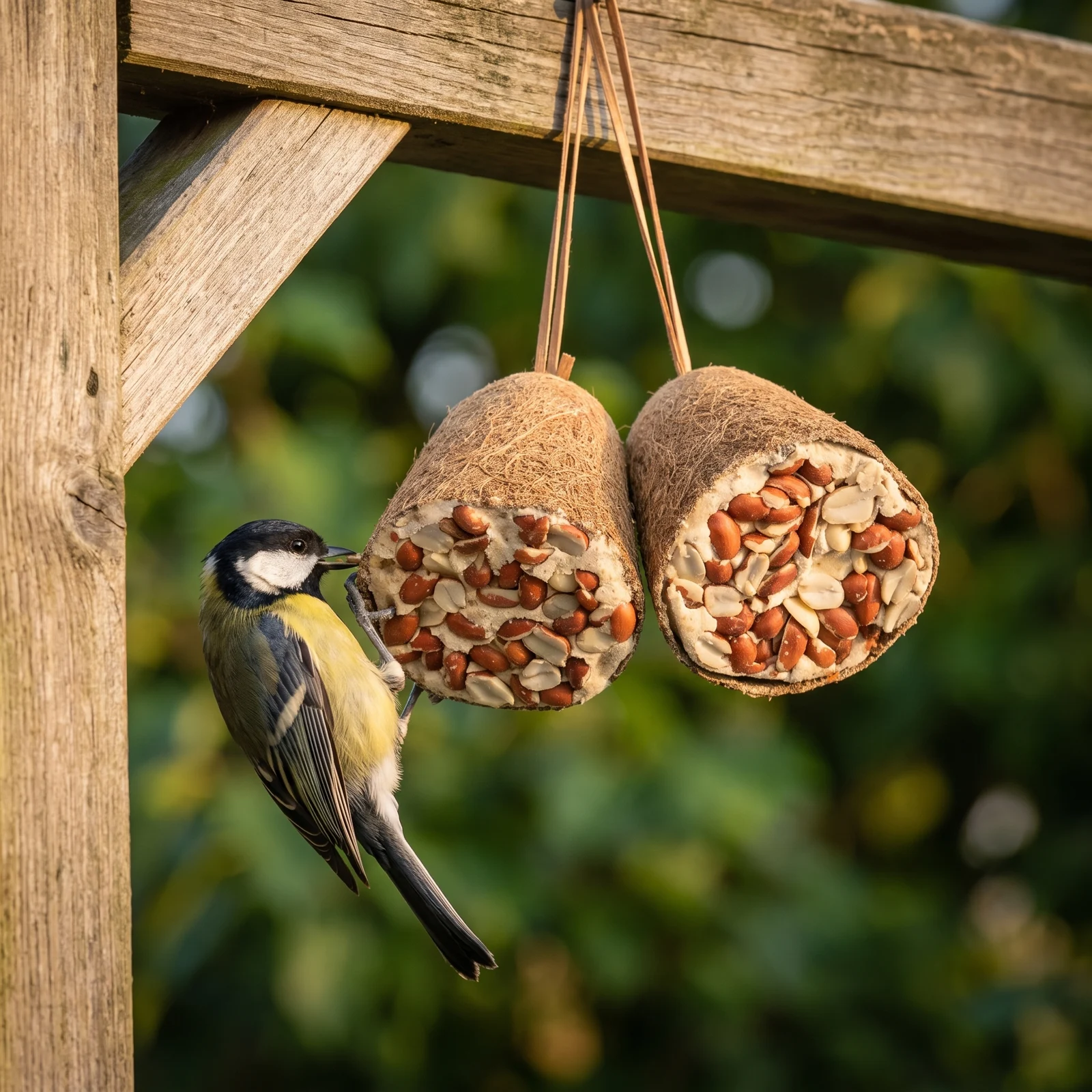 Koolmees eet van energieklok pinda – The Bird Family