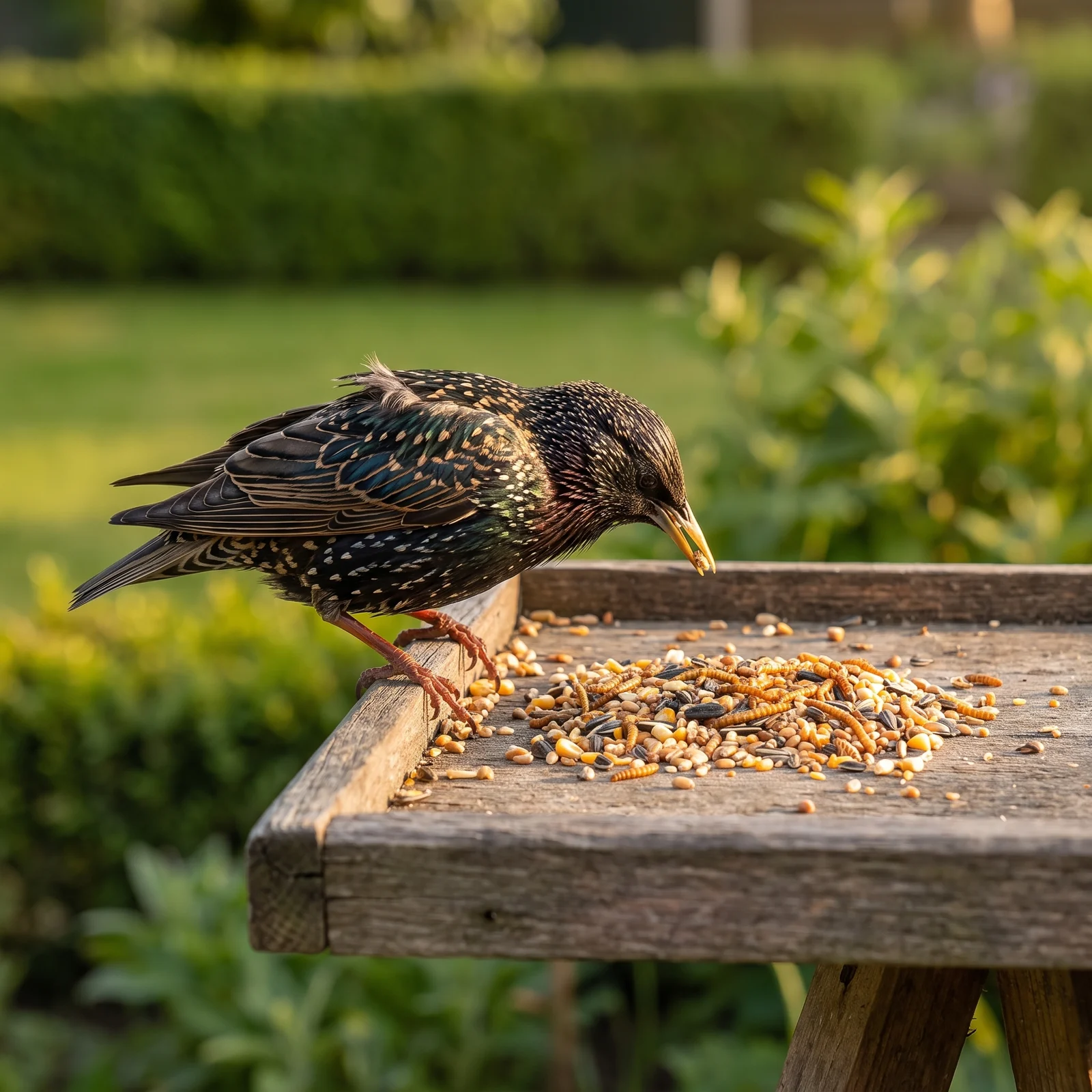 Spreeuw eet strooivoer Supra all season met meelwormen – The Bird Family
