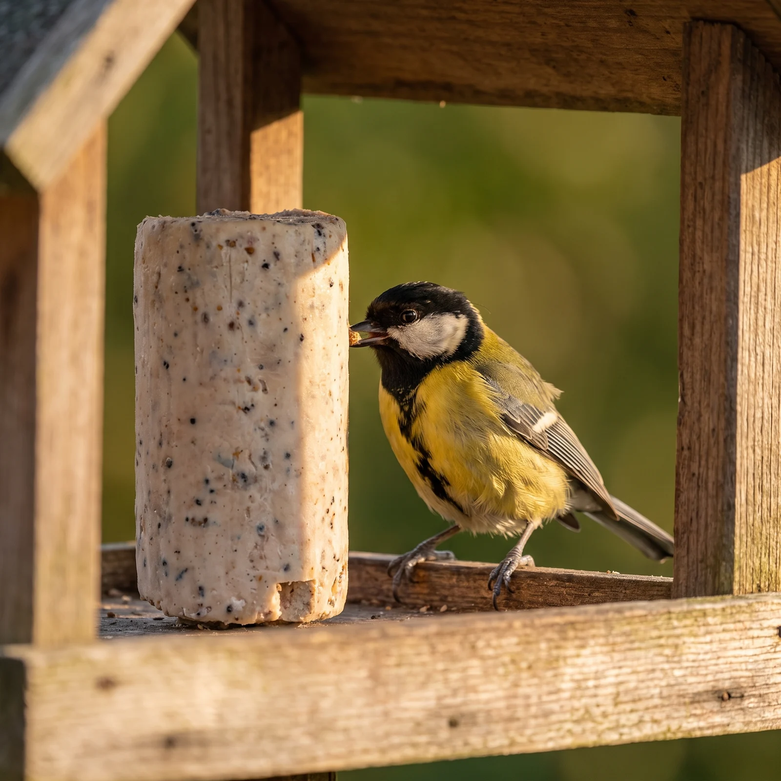 Koolmees eet van energierol meelworm – The Bird Family