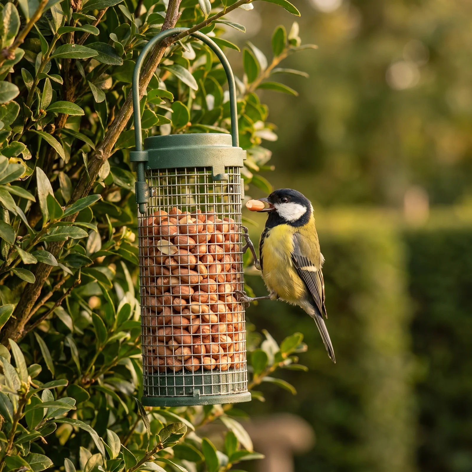 Koolmees eet uit pindasilo klein – The Bird Family