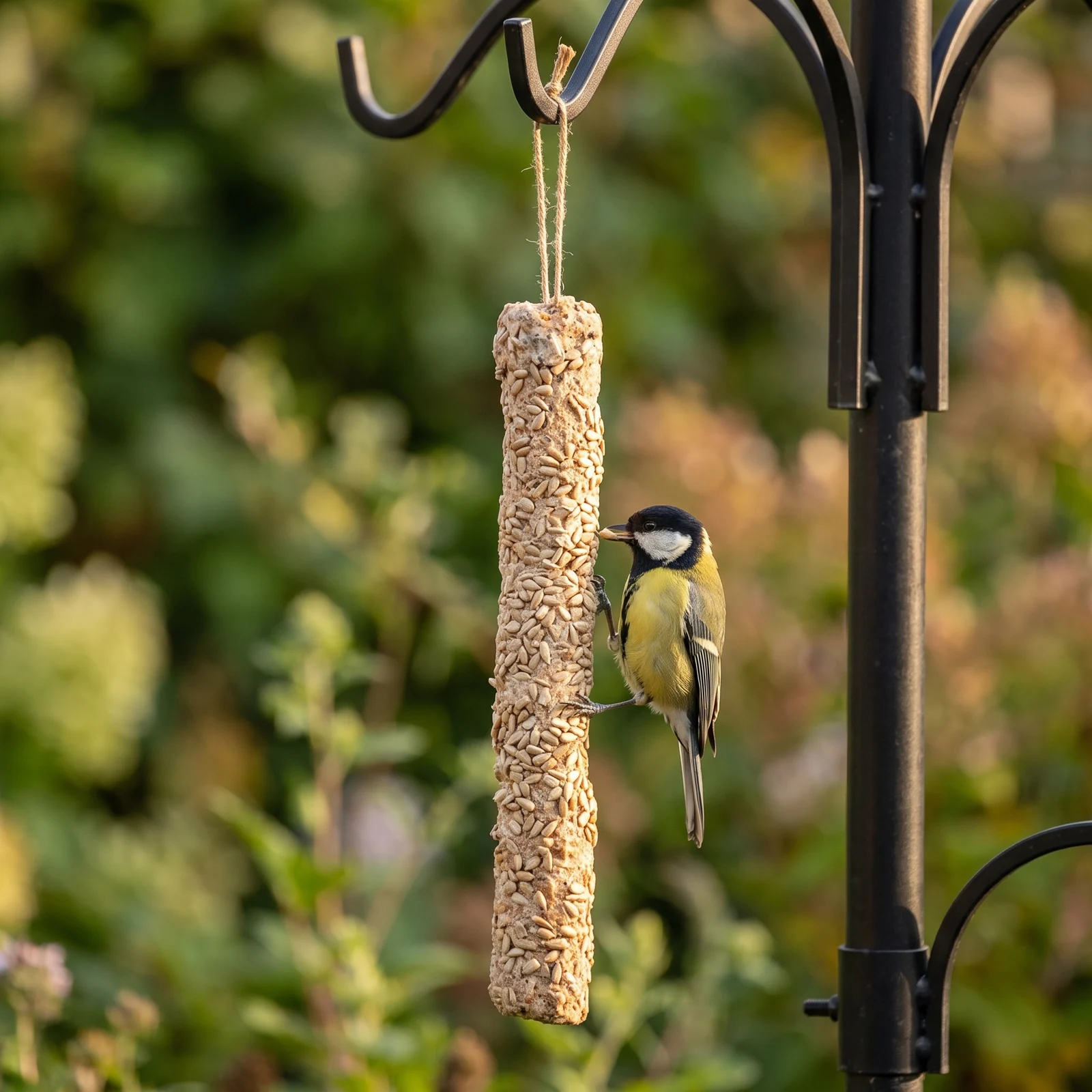 Koolmees eet van vetstaaf zonnepit XL – The Bird Family