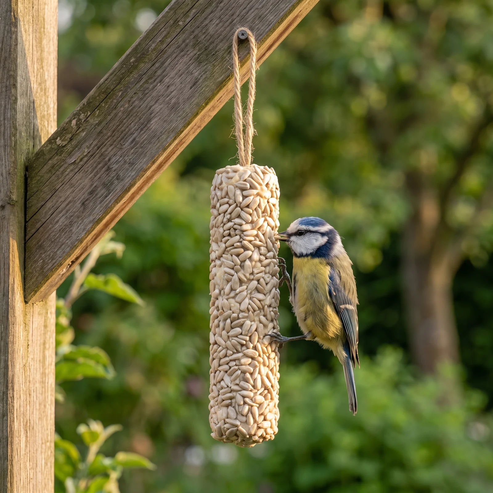 Pimpelmees eet van vetstaaf zonnepit XL – The Bird Family