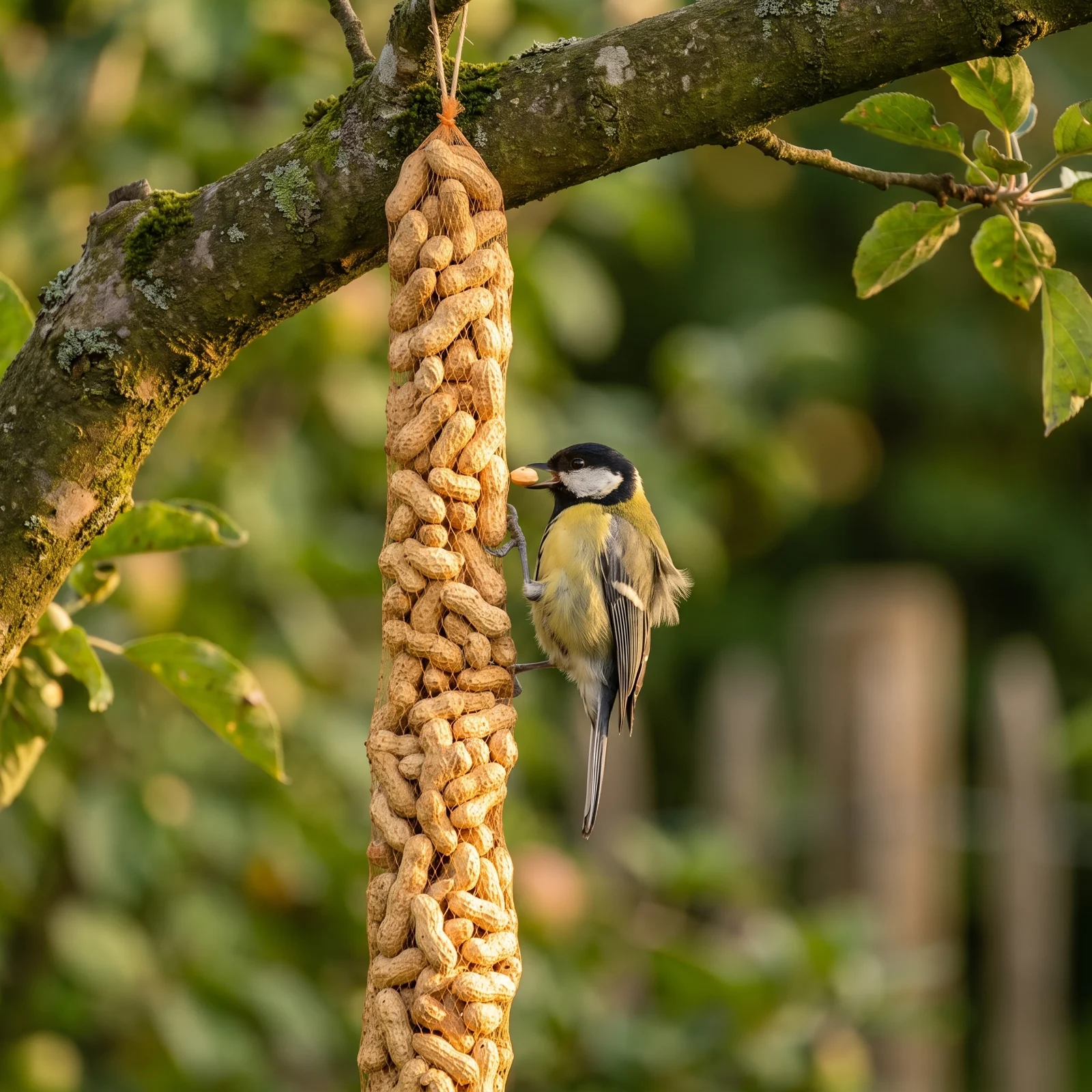 Koolmees eet van doppindaslinger – The Bird Family